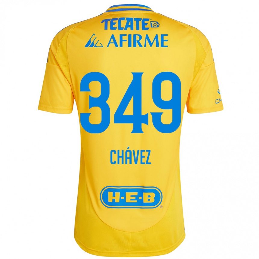 Kids Football Jorge Chávez #349 Gold Yellow Home Jersey 2024/25 T-Shirt Nz