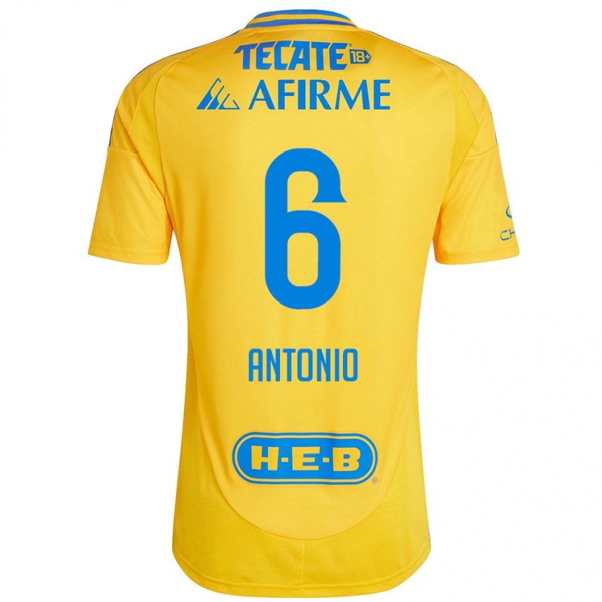 Kids Football Nancy Antonio #6 Gold Yellow Home Jersey 2024/25 T-Shirt Nz