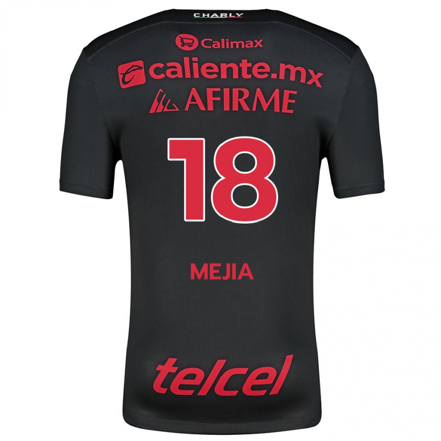 Kids Football Aarón Mejía #18 Black Red Home Jersey 2024/25 T-Shirt Nz