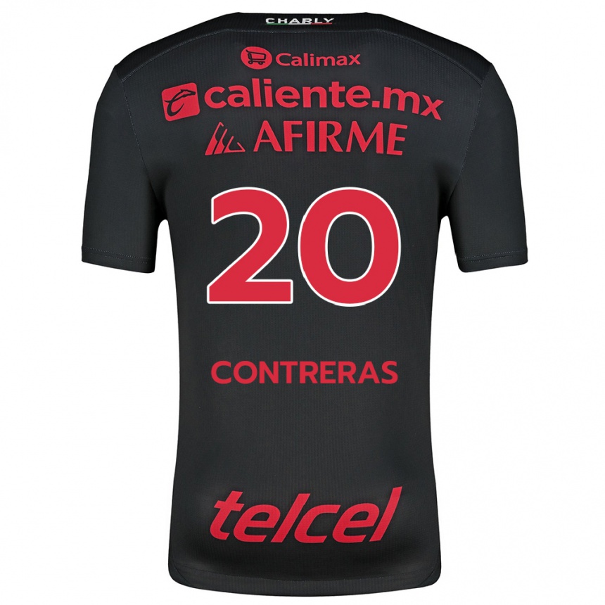 Kids Football Francisco Contreras #20 Black Red Home Jersey 2024/25 T-Shirt Nz