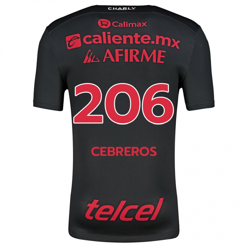 Kids Football Luis Cebreros #206 Black Red Home Jersey 2024/25 T-Shirt Nz