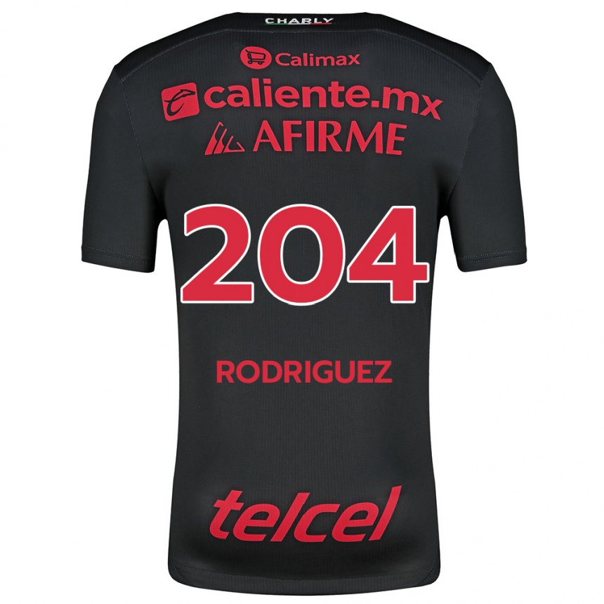 Kids Football Jesús Rodríguez #204 Black Red Home Jersey 2024/25 T-Shirt Nz