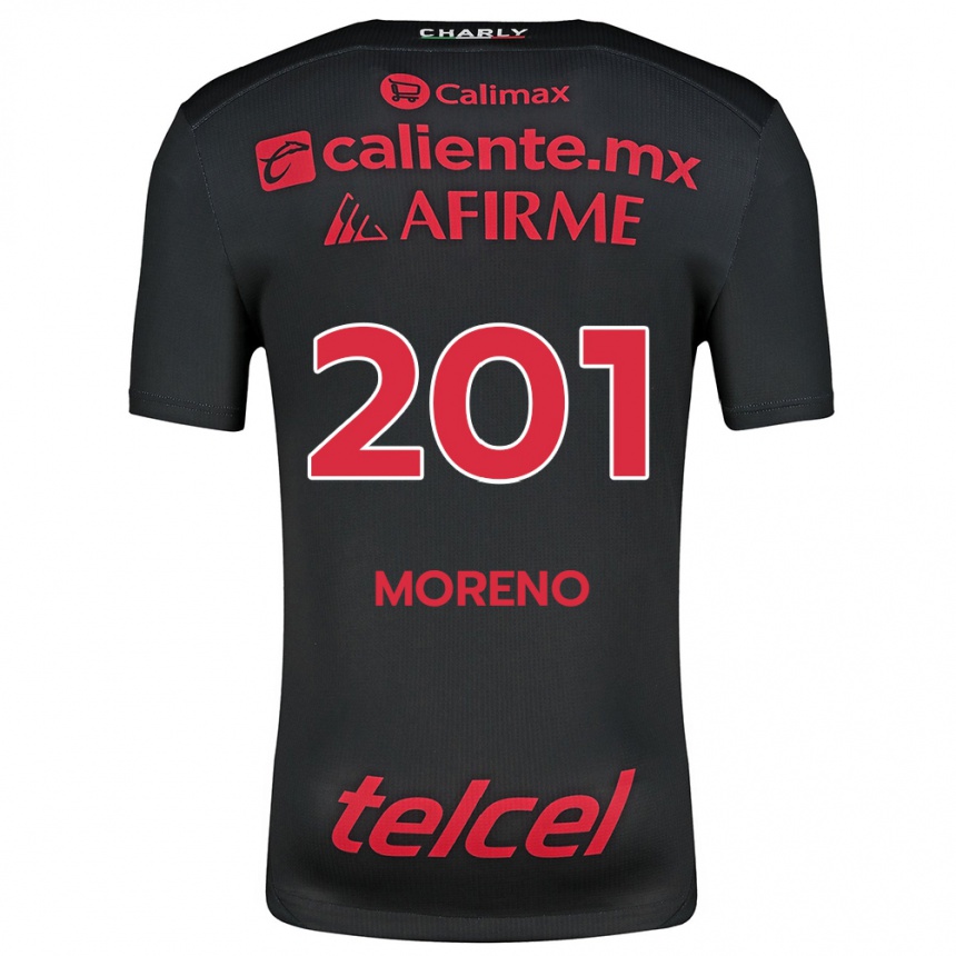 Kids Football Jesús Moreno #201 Black Red Home Jersey 2024/25 T-Shirt Nz