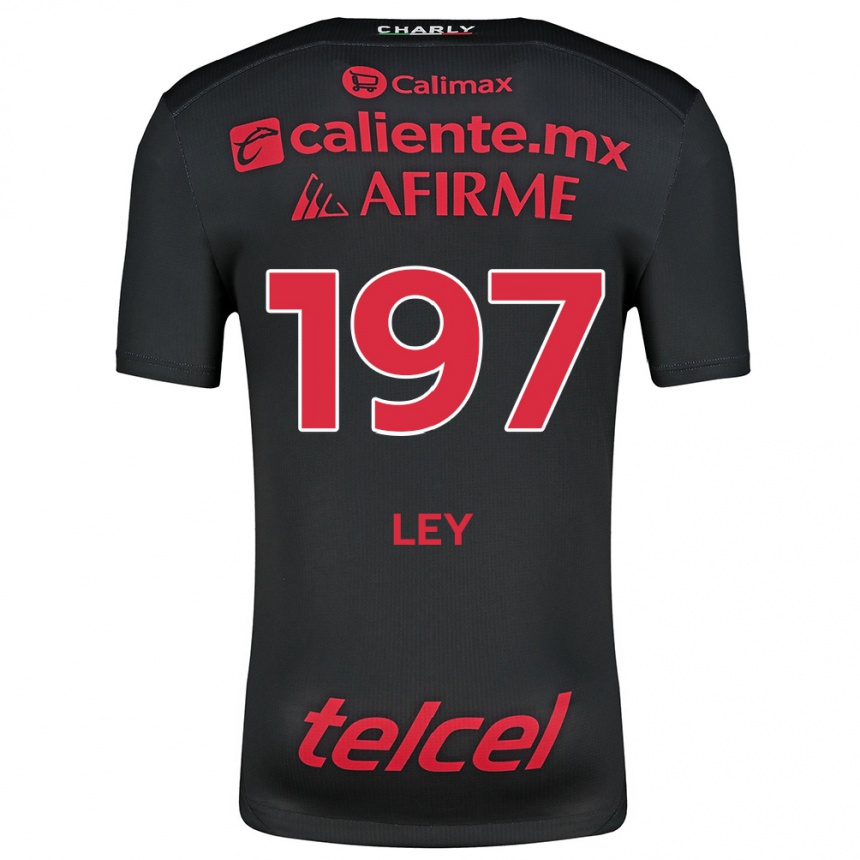 Kids Football Emanuel Ley #197 Black Red Home Jersey 2024/25 T-Shirt Nz