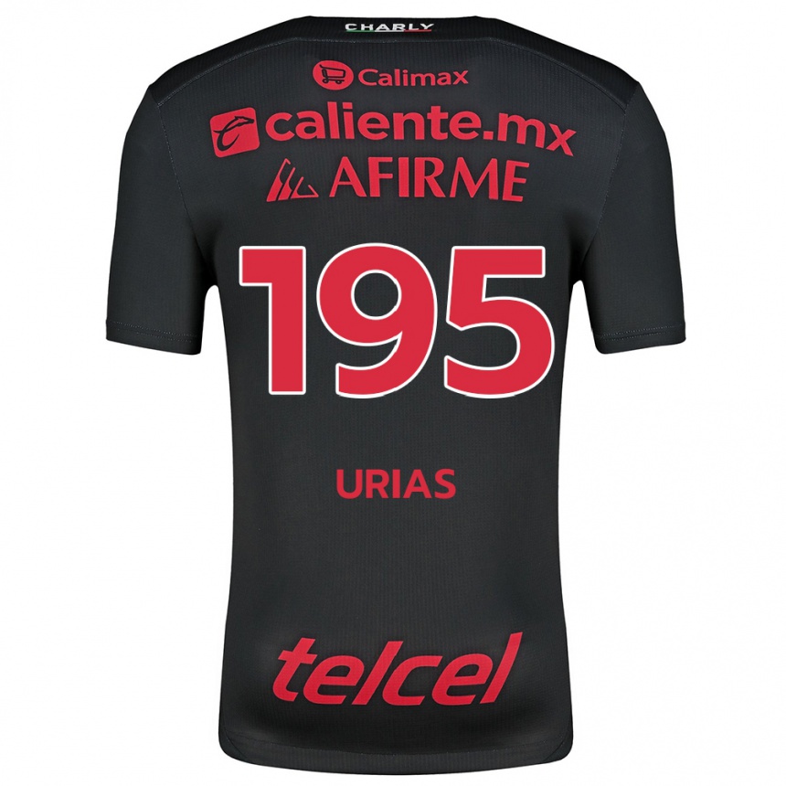 Kids Football Héctor Urías #195 Black Red Home Jersey 2024/25 T-Shirt Nz