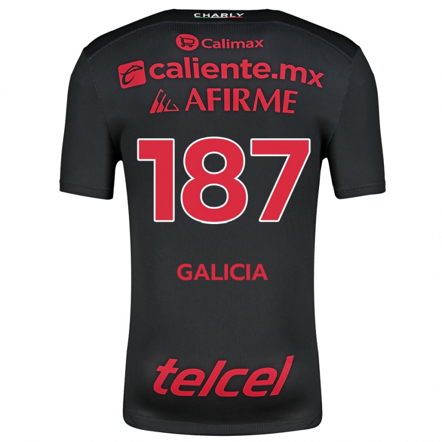 Kids Football Carlos Galicia #187 Black Red Home Jersey 2024/25 T-Shirt Nz