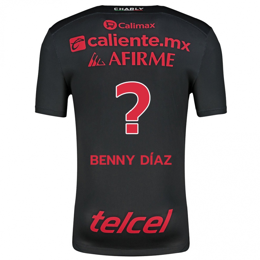 Kids Football Benny Díaz #0 Black Red Home Jersey 2024/25 T-Shirt Nz