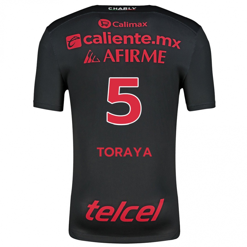 Kids Football Yadira Toraya #5 Black Red Home Jersey 2024/25 T-Shirt Nz