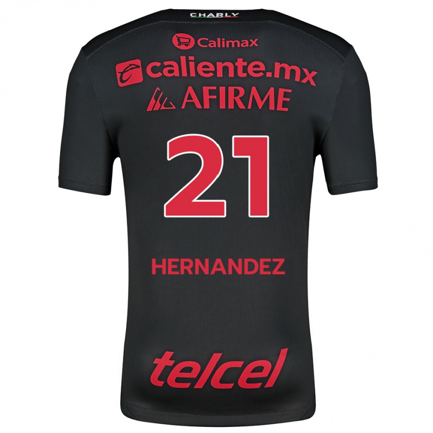 Kids Football Inglis Hernández #21 Black Red Home Jersey 2024/25 T-Shirt Nz