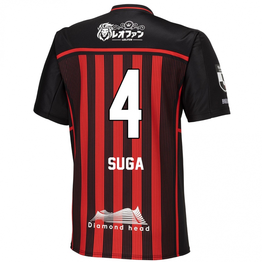 Kids Football Daiki Suga #4 Red Black Home Jersey 2024/25 T-Shirt Nz