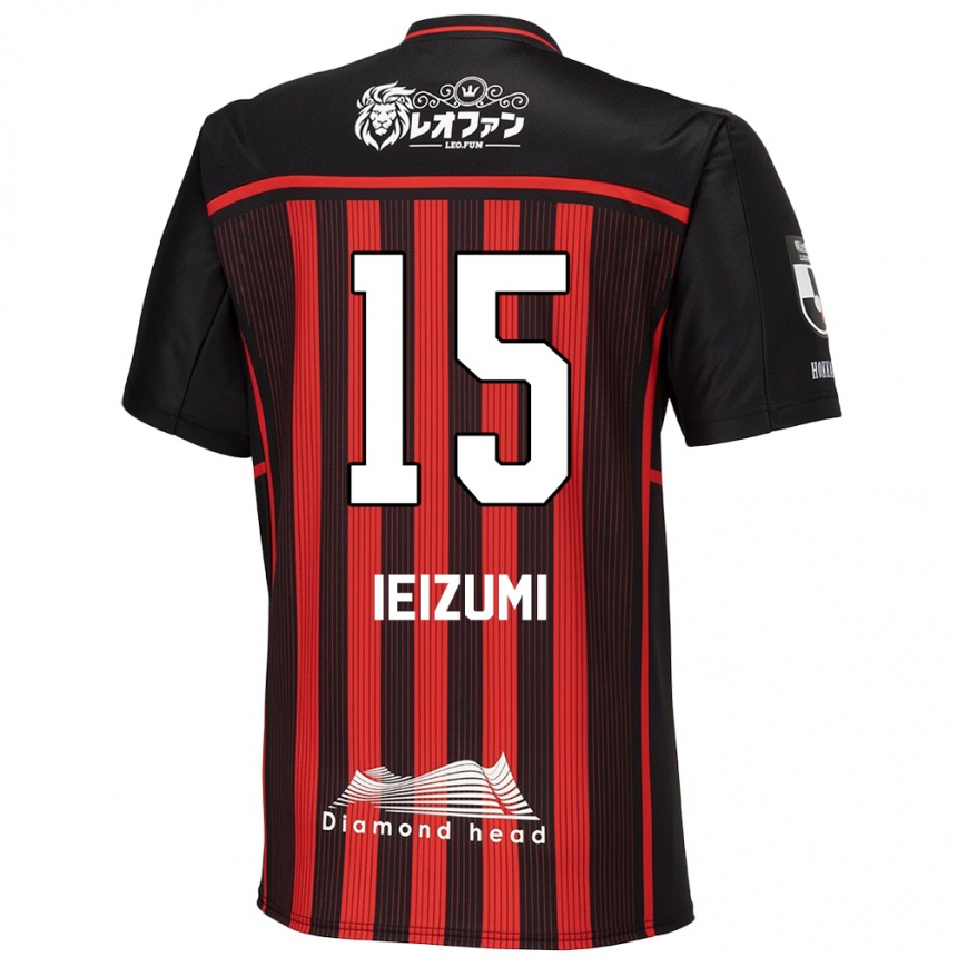 Kids Football Rei Ieizumi #15 Red Black Home Jersey 2024/25 T-Shirt Nz