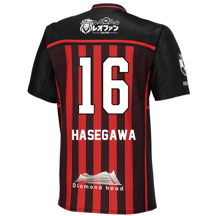 Kids Football Tatsuya Hasegawa #16 Red Black Home Jersey 2024/25 T-Shirt Nz