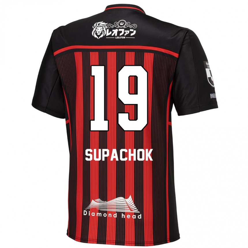 Kids Football Supachok Sarachat #19 Red Black Home Jersey 2024/25 T-Shirt Nz