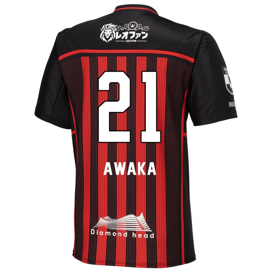 Kids Football Shunta Awaka #21 Red Black Home Jersey 2024/25 T-Shirt Nz