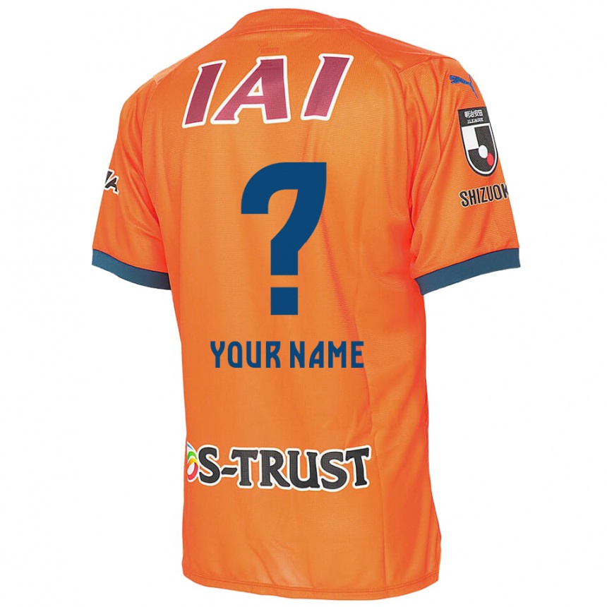 Kids Football Your Name #0 Orange Blue Home Jersey 2024/25 T-Shirt Nz