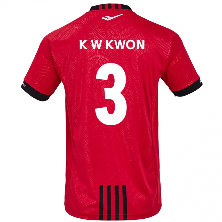 Kids Football Wan-Kyu Kwon #3 Red Black Home Jersey 2024/25 T-Shirt Nz