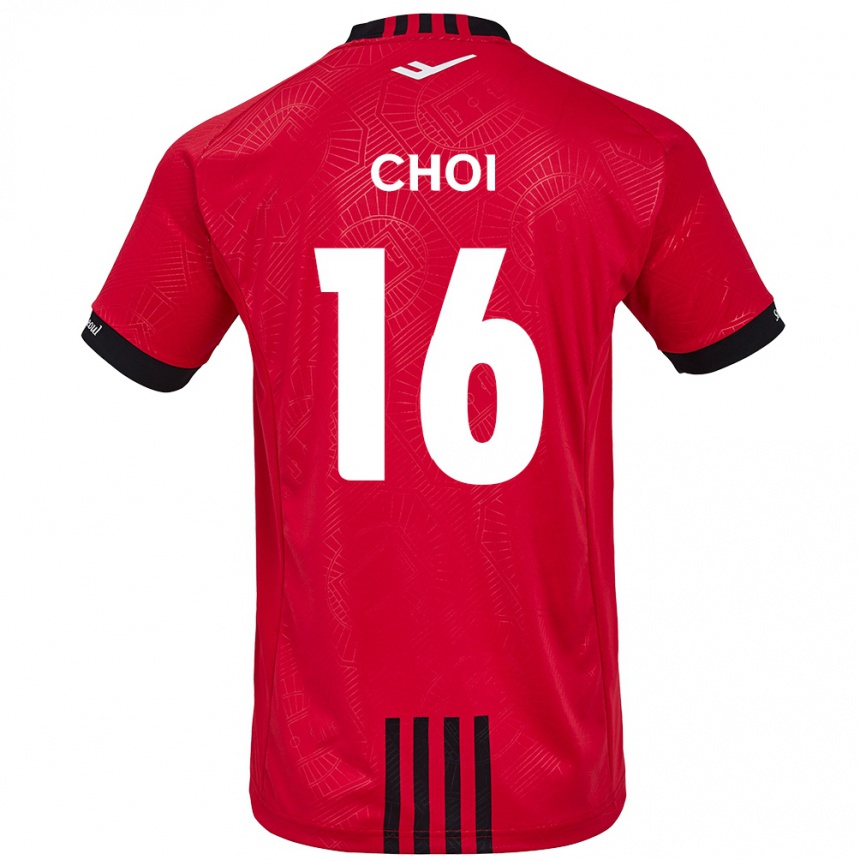 Kids Football Jun Choi #16 Red Black Home Jersey 2024/25 T-Shirt Nz