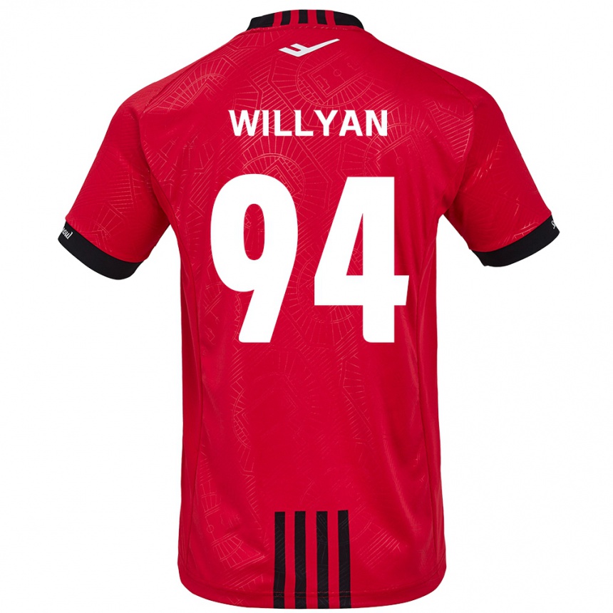 Kids Football Willyan #94 Red Black Home Jersey 2024/25 T-Shirt Nz