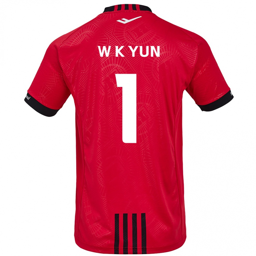 Kids Football Ki-Wook Yun #1 Red Black Home Jersey 2024/25 T-Shirt Nz