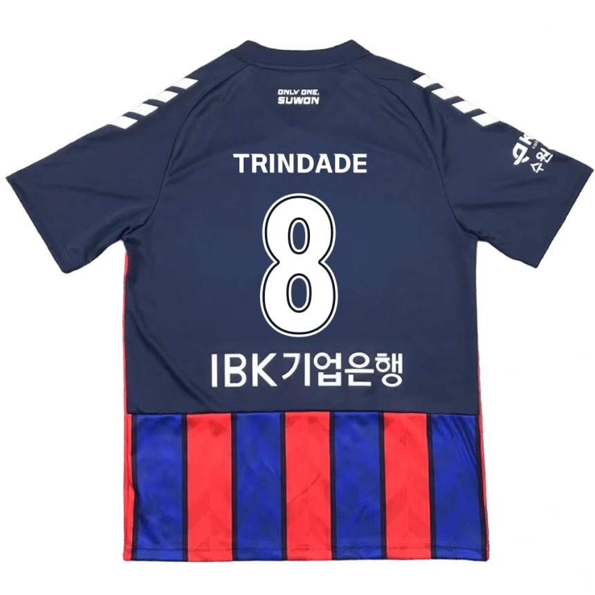 Kids Football Matheus Trindade #8 Blue Red Home Jersey 2024/25 T-Shirt Nz