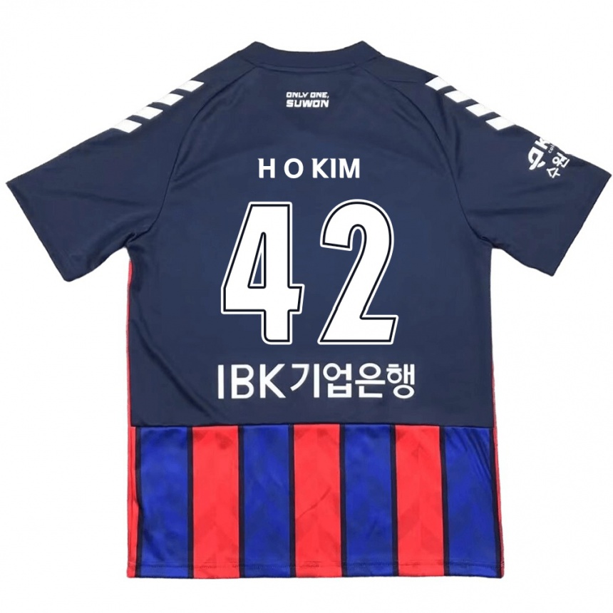 Kids Football One-Hyung Kim #42 Blue Red Home Jersey 2024/25 T-Shirt Nz