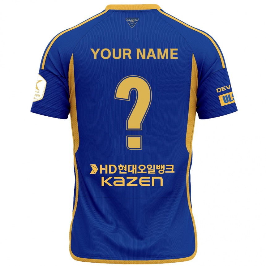 Kids Football Your Name #0 Blue Yellow Home Jersey 2024/25 T-Shirt Nz