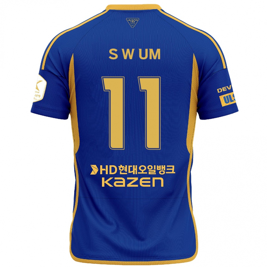 Kids Football Won-Sang Um #11 Blue Yellow Home Jersey 2024/25 T-Shirt Nz