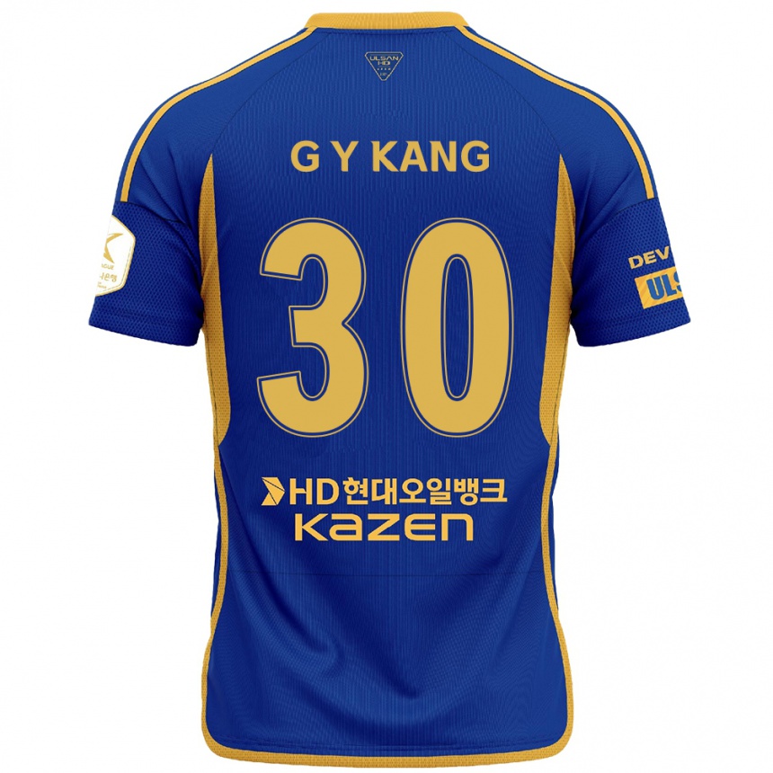 Kids Football Yun-Gu Kang #30 Blue Yellow Home Jersey 2024/25 T-Shirt Nz