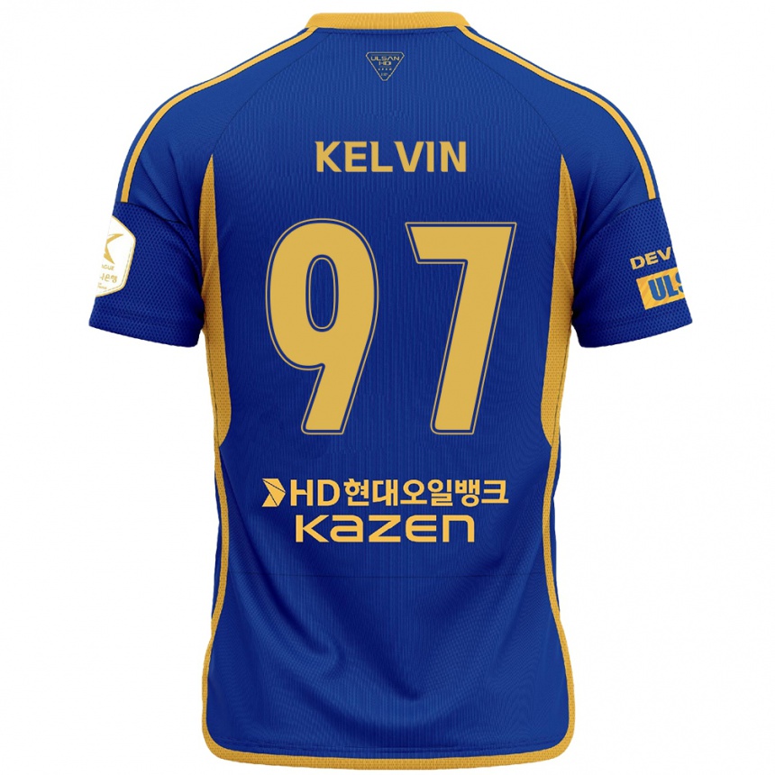 Kids Football Kelvin #97 Blue Yellow Home Jersey 2024/25 T-Shirt Nz