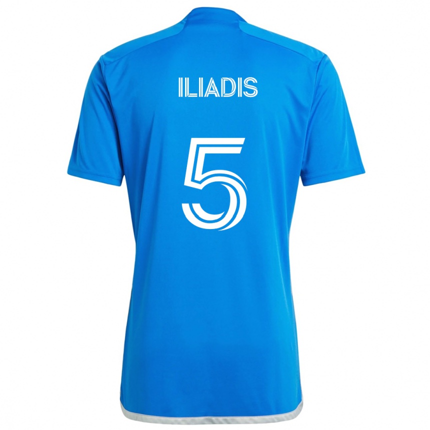 Kids Football Ilias Iliadis #5 Blue White Home Jersey 2024/25 T-Shirt Nz