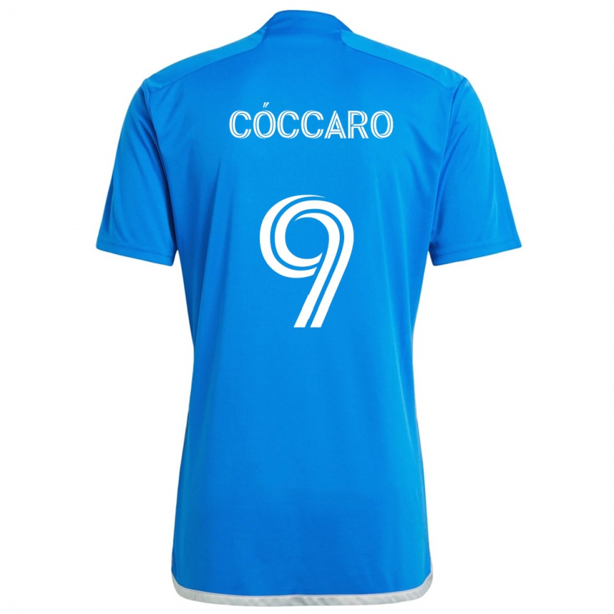 Kids Football Matías Cóccaro #9 Blue White Home Jersey 2024/25 T-Shirt Nz