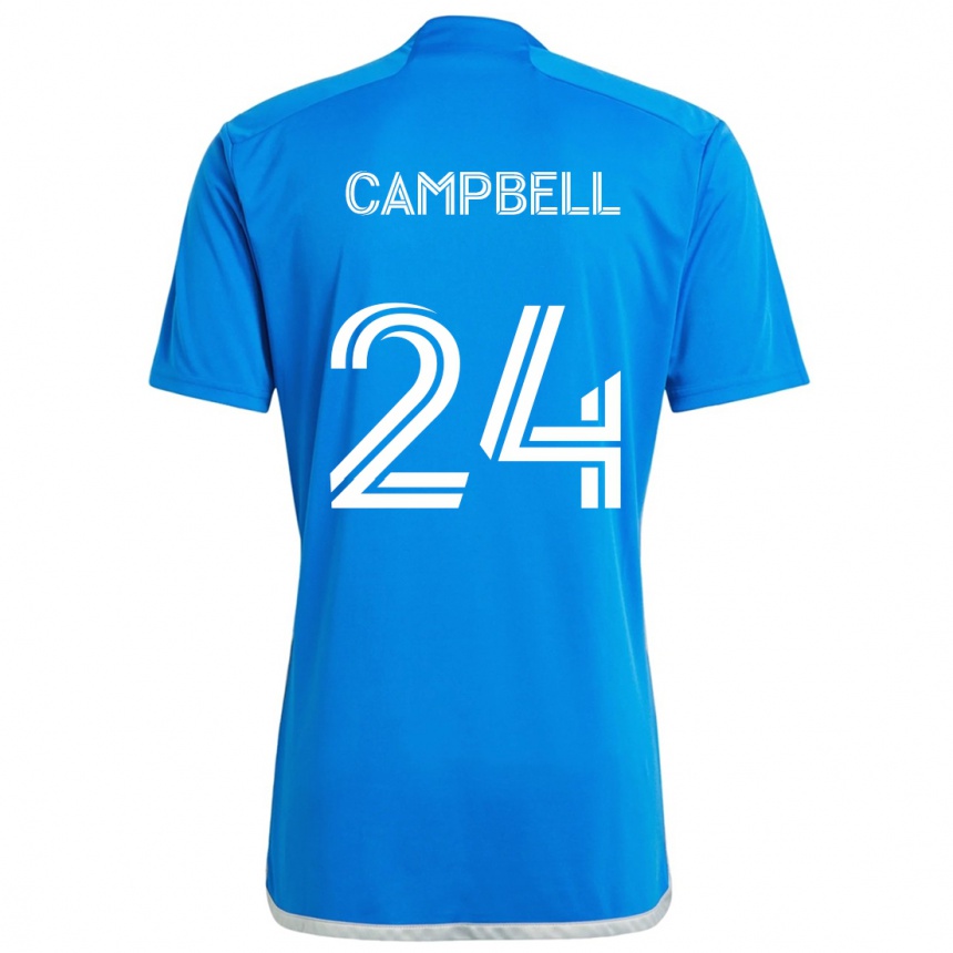 Kids Football George Campbell #24 Blue White Home Jersey 2024/25 T-Shirt Nz