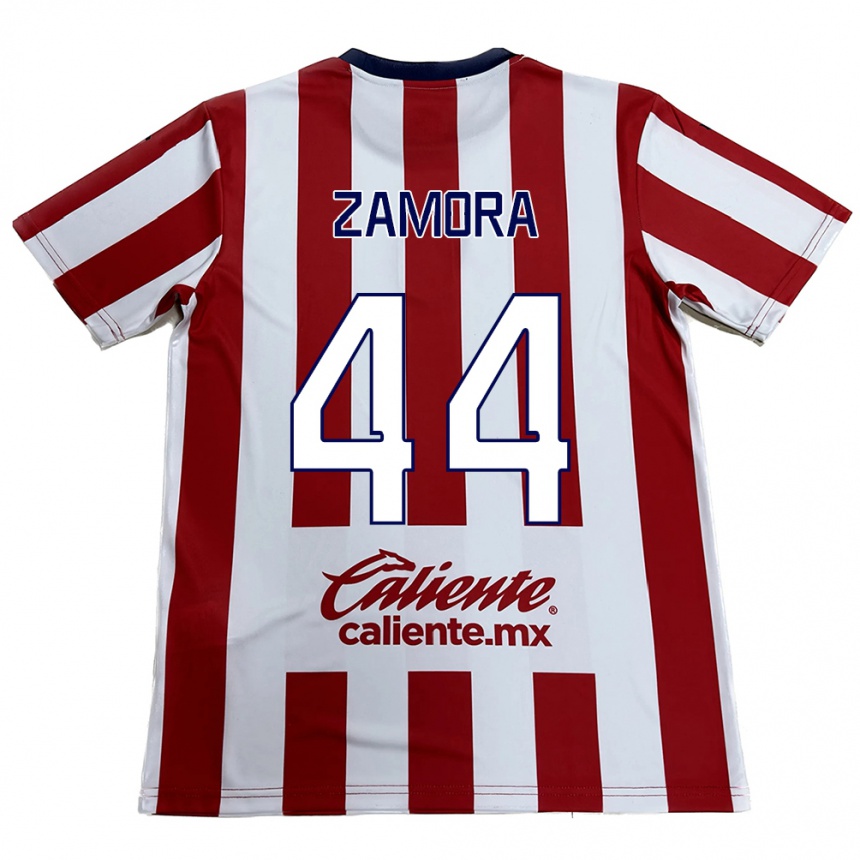 Kids Football Saúl Zamora #44 Red White Home Jersey 2024/25 T-Shirt Nz