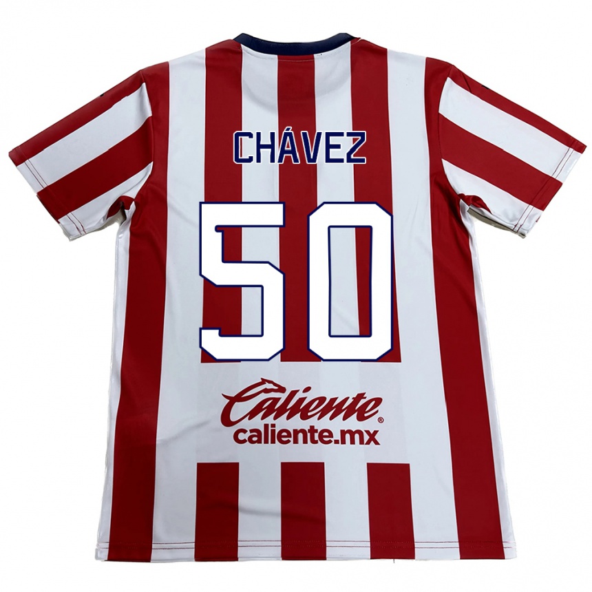 Kids Football Mateo Chávez #50 Red White Home Jersey 2024/25 T-Shirt Nz