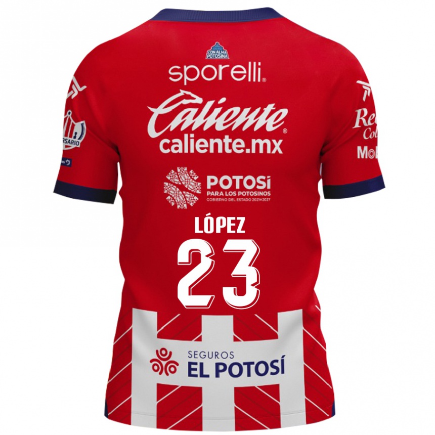 Kids Football César López #23 Red White Home Jersey 2024/25 T-Shirt Nz