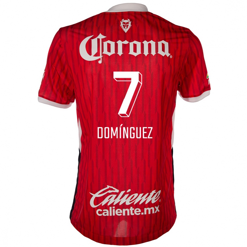 Kids Football Juan Domínguez #7 Red White Home Jersey 2024/25 T-Shirt Nz