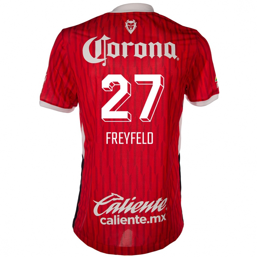 Kids Football Emiliano Freyfeld #27 Red White Home Jersey 2024/25 T-Shirt Nz