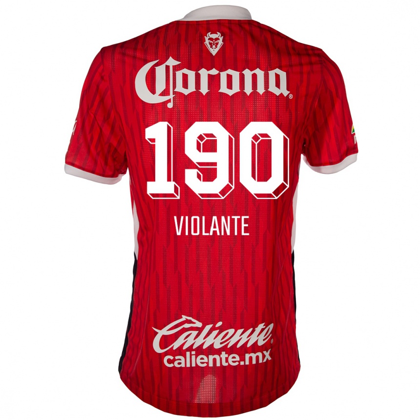 Kids Football Isaías Violante #190 Red White Home Jersey 2024/25 T-Shirt Nz