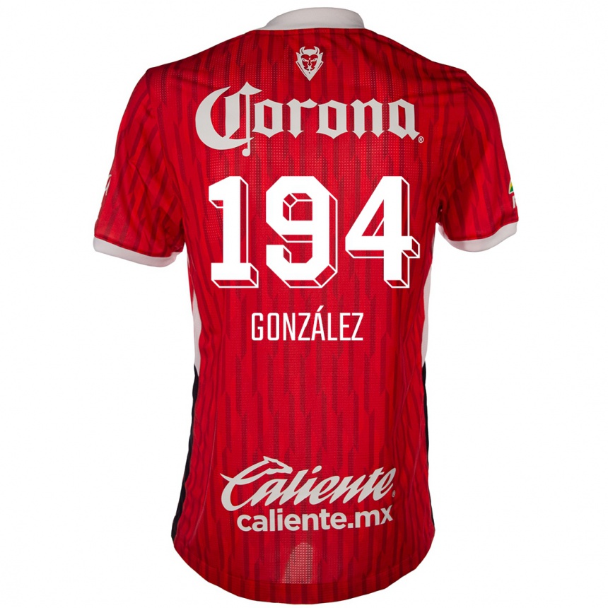 Kids Football Cristopher González #194 Red White Home Jersey 2024/25 T-Shirt Nz