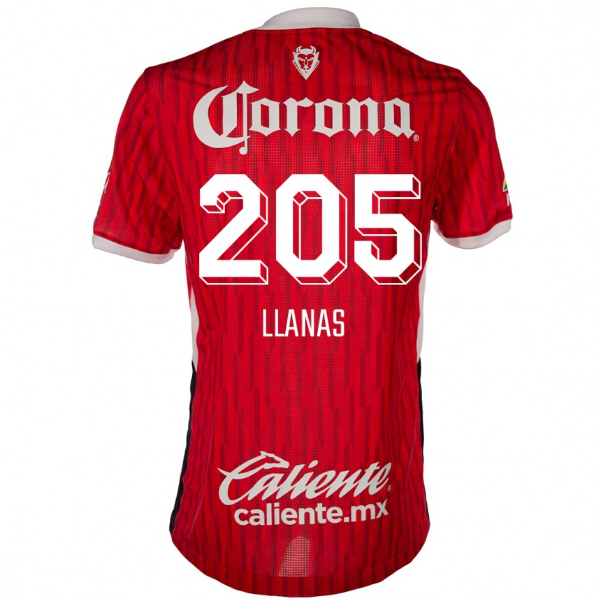 Kids Football Emmanuel Llanas #205 Red White Home Jersey 2024/25 T-Shirt Nz