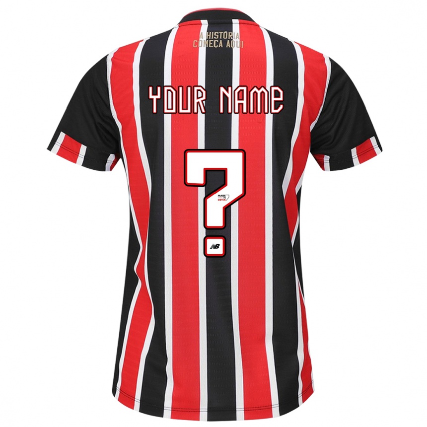 Kids Football Your Name #0 Black Red White Away Jersey 2024/25 T-Shirt Nz