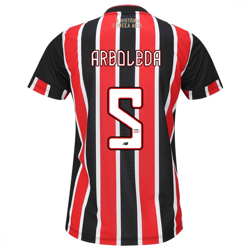 Kids Football Robert Arboleda #5 Black Red White Away Jersey 2024/25 T-Shirt Nz