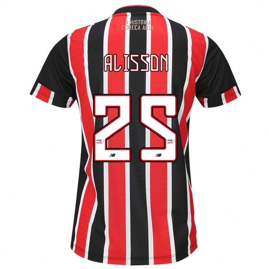 Kids Football Alisson #25 Black Red White Away Jersey 2024/25 T-Shirt Nz