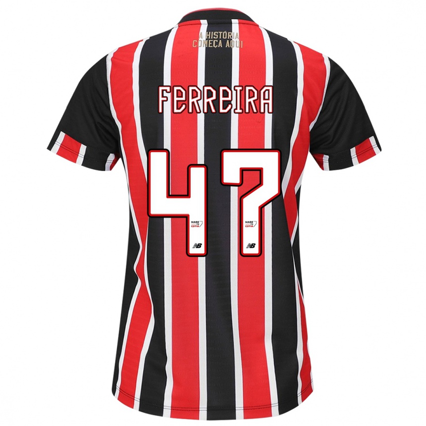 Kids Football Ferreira #47 Black Red White Away Jersey 2024/25 T-Shirt Nz