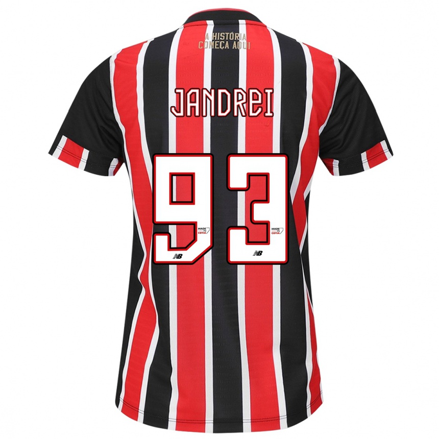 Kids Football Jandrei #93 Black Red White Away Jersey 2024/25 T-Shirt Nz