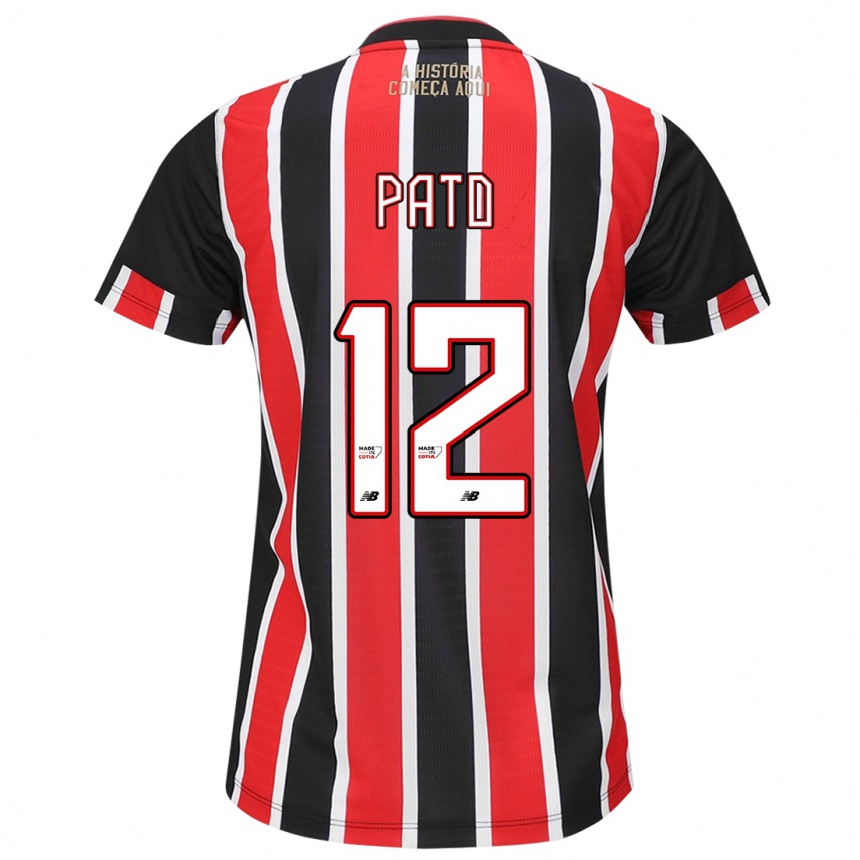 Kids Football Alexandre Pato #12 Black Red White Away Jersey 2024/25 T-Shirt Nz