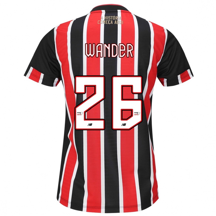 Kids Football Talles Wander #26 Black Red White Away Jersey 2024/25 T-Shirt Nz