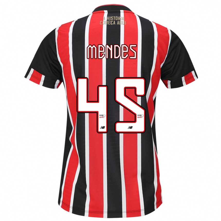 Kids Football Nathan Mendes #45 Black Red White Away Jersey 2024/25 T-Shirt Nz