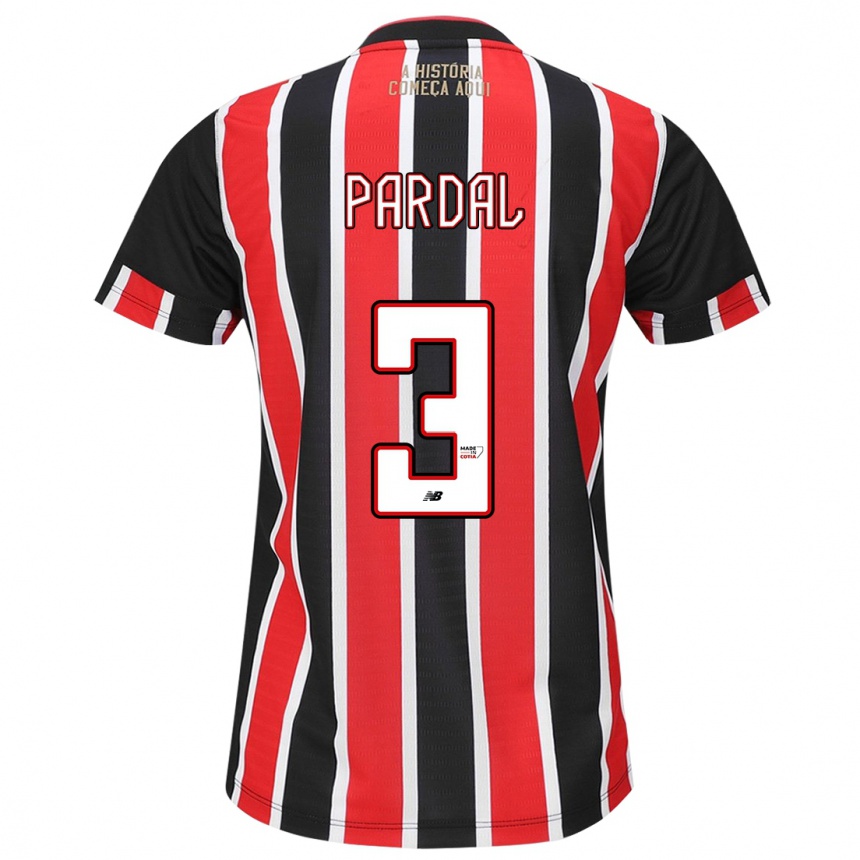 Kids Football Pardal #3 Black Red White Away Jersey 2024/25 T-Shirt Nz