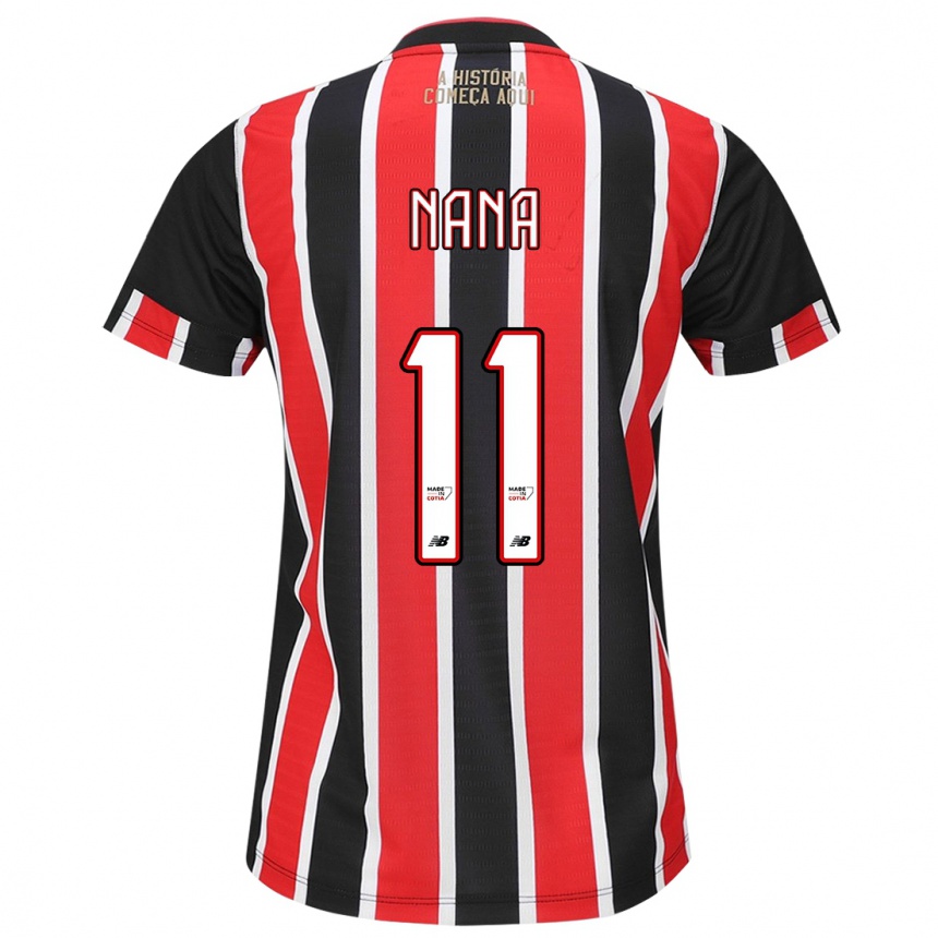 Kids Football Naná #11 Black Red White Away Jersey 2024/25 T-Shirt Nz